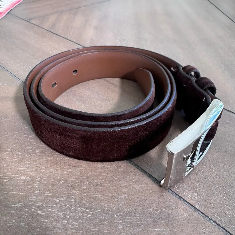 Allen Edmonds Made in USA Cashmere Suede Men’s Belt Brown Size 38 Minimalist